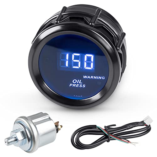 WATERWICH Oil Pressure Gauge 0-150 PSI DC12V Press Gauge Meter Kit 2inches 52mm for Car Truck Vehicle Automotive