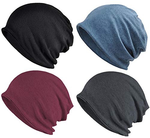 ELLEWIN Cotton Slouchy Beanie Hats Chemo Cap for Men Women Soft Lightweight Running Adult Beanie Hats