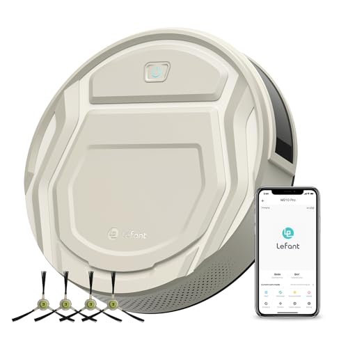 Lefant M210 Pro Robot Vacuum, Tangle-Free 2200Pa Strong Suction, 120 Mins Runtime, Slim,Quiet, Self-Charging Wi-Fi/APP Remote Connected Robotic Vacuum Cleaner, Ideal for Pet Hair, Hard Floors