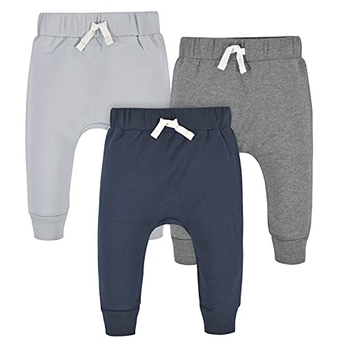 Gerber Baby Boys' Toddler 3-Pack Jogger Pants, Navy/Gray, 3T