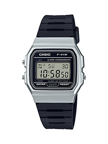 Casio Men's 'Vintage' Quartz Metal and Resin Casual Watch, Color:Black (Model: F-91WM-7ACF)