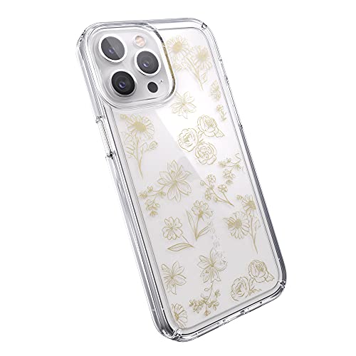 Speck Clear iPhone 13 Pro Max Case - Slim, Drop Protection - for iPhone 13 Pro Max & iPhone 12 Pro Max - Scratch Resistant, Anti-Yellowing, Anti-Fade 6.7 Inch Phone Case - GemShell Golden Fall Floral