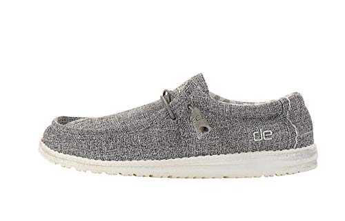 Hey Dude Men's Wally Linen Iron Size 12 | Men’s Shoes | Men’s Lace Up Loafers | Comfortable & Light-Weight