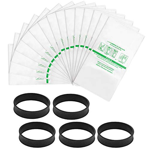 15 + 5 Pack Compatible with Kirby Vacuums 204811 Micron Magic Hepa Filter Plus Bags Universal Hepa Cloth Bags and Belts 301291 for F-Style and Twist-Style, and All Models Generation 4 - Sentria II