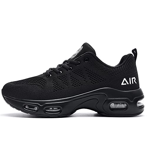 SURRAY Women's Air Running Shoes Walking Tennis Sneakers Athletic Fashion Breathable Sport Gym Shoes Black(US7.5)