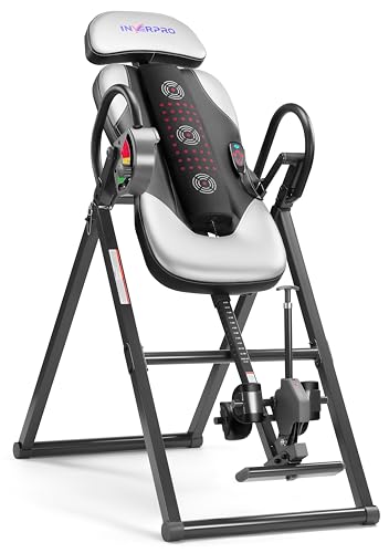 INVERPRO Model A Advanced Heat and Massage Heavy Duty Deluxe Inversion Table,320 lb Capacity,Gray/Black