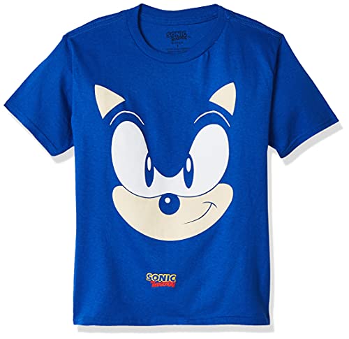 SEGA boys Sonic the Hedgehog Big Face Short Sleeve Tshirt T Shirt, Royal, Small US