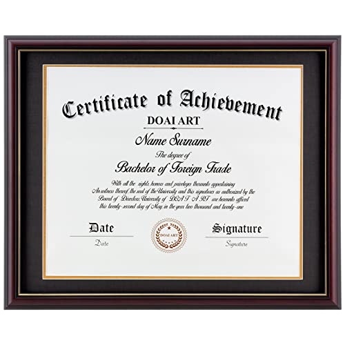 DOAI ART Diploma Frame 14 x 17 with Mat Solid Wood Display Document/Certificate 16x20 without Mat and Picture 17x14 with Black Over Gold Mat | Wall Hangers,New Zealand Cypress,HD Glass,Mahogany