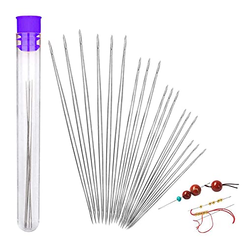 18 Pieces Beading Needles, 6 Sizes Seed Beads Needles Big Eye Beading Needles Collapsible Beading Needles Set for Jewelry Making with Needle Bottle