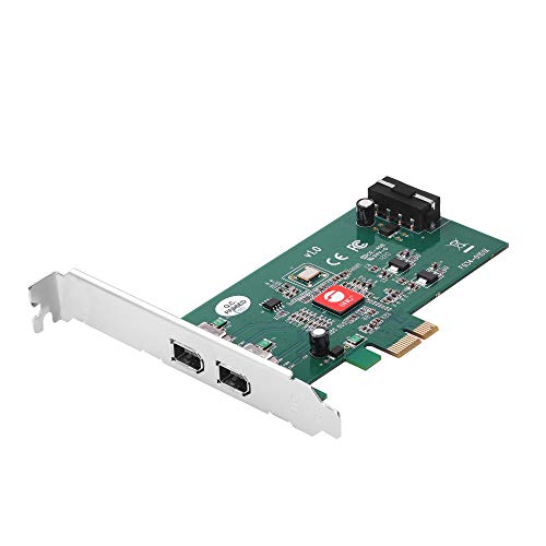 SIIG Dual Profile 2-Port FireWire 400 PCIe Card, PCIe 1.1 x1 to Dual 6-pin 1394a Port, 400Mbps, TI XIO2213BZAY Chipset, for Windows & Mac, Dual-Profile Brackets (NN-E20211-S1)