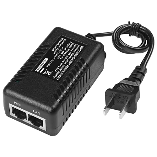 REVODATA 48V Gigabit PoE Injector, PoE 48V/0.5A Output with US Cable, IEEE 802.3af/at Passive PoE+ 10/100/1000Mbps, Distances Up to 100M, Plug and Play PoE Adapter (POE4805-G)