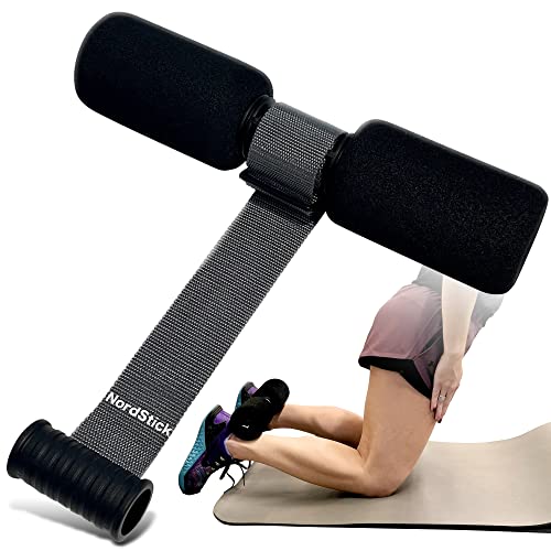 NordStick Nordic Hamstring Curl Strap The Original Hamstring Curl Exercise for Home and Travel - 5 Second Set Up for Nordic Curl, Sit Ups, Abs, Core Strength Training - 350 pounds - Black/Grey