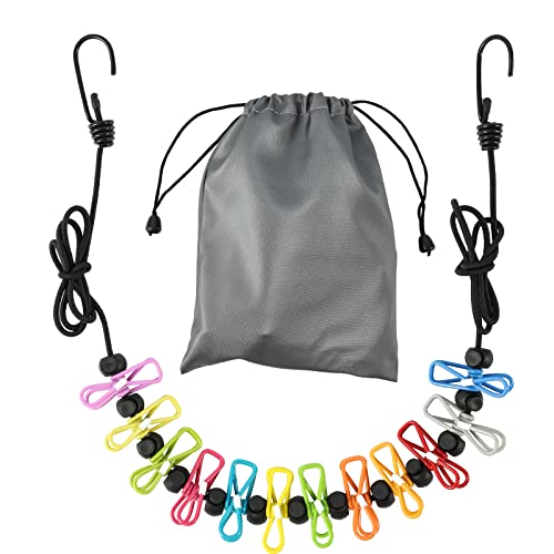 Retractable Portable Clothesline for Travel，Clothing line with 12 Clothes Clips, for Indoor Laundry Drying line,Outdoor Camping Accessories