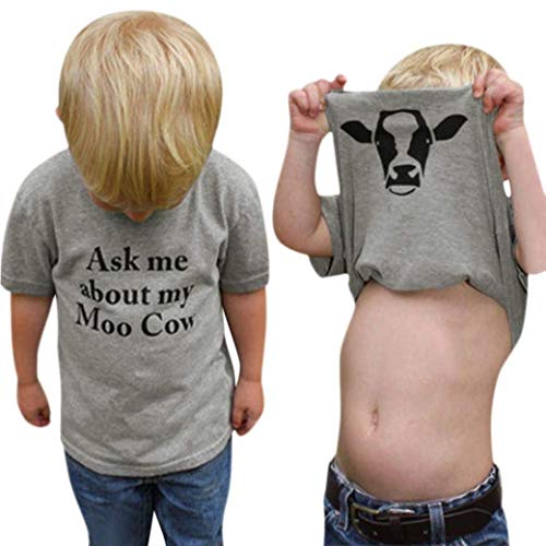 MODNTOGA Baby Boy Ask me About My moo Cow Shirt T-rex Ranch T-Shirt Kid Cow Boy Short Sleeve Cow Tops Toddler Funny Dino Tees (BlackCow, 100 (2-3 Years))