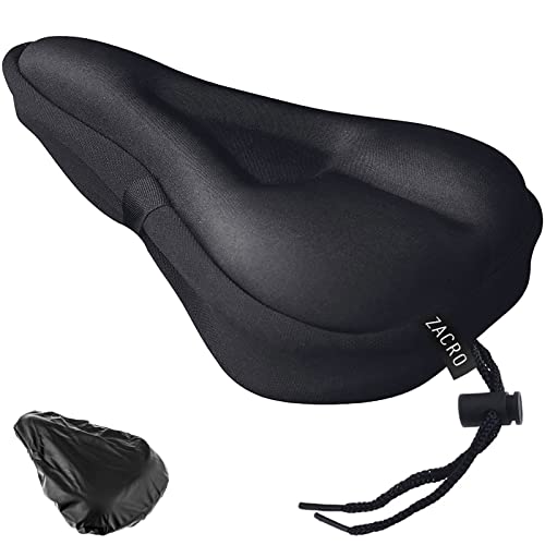 Zacro Bike Seat Cushion - Gel Padded Cover for Men Women Comfort, Extra Soft Exercise Bicycle Compatible with Peloton, Stationary or Cruiser Seats