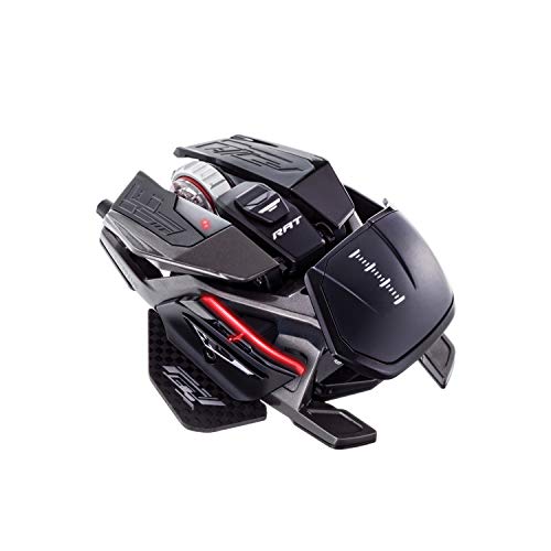 Mad Catz The Authentic R.A.T. PRO X3 wired Gaming Mouse - 16000DPI - 3 Scroll Wheel Ring Options – With extra accessories - On-board memory for 10 user profiles - Carbon Fiber Thumb Rests, Black