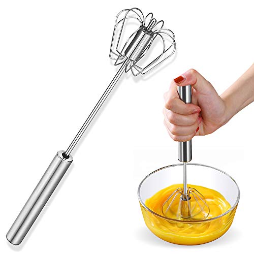 Stainless Steel Eggbeater,egg scrambler,hand mixer, Rotating Semi-Automatic Eggbeater, Allows you to stir Easily Without Feeling Tired, Used for Making Cream of Egg Beater