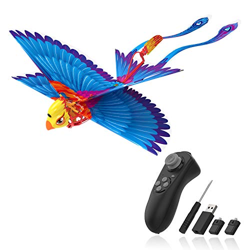 HANVON 2.4G Remote Control Bird Toy RC Bird Bionic Flying Bird Mini Drone-Tech 6-axis Gyro RC Helicopter Easy Indoor Outdoor Small Flying Toys for Kids, Boys and Girls, Go Go Bird, Blue