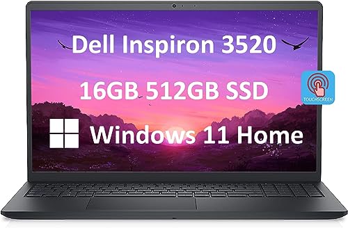 Dell Inspiron 15 3000 3520 15.6' FHD Touchscreen (Intel 4-Core i5-1135G7, 16GB RAM, 512GB PCIe SSD, UHD Graphics) Business Laptop, WVA Anti-Glare, Numeric Keypad, Webcam, Wi-Fi, Win 11 Home, Black