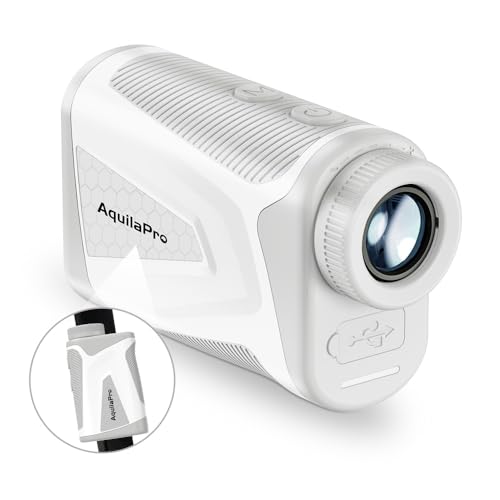 AquilaPro Mini4 Golf Rangefinder with Slope, 1,000 Yards Range Finder Golf, 0.5 Yard Accuracy, Golf Range finder 7X Magnification, Flag Lock Vibration, Rechargeable Golf Laser Rangefinder with Magnet…