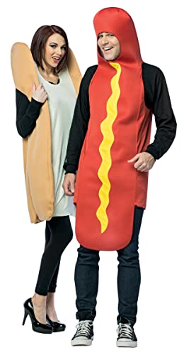 Rasta Imposta Hot Dog and Bun Couples Costume, Packaged Together Tan