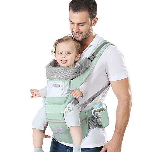 YSSKTC Baby Carrier Ergonomic Infant Carrier with Hip Seat Kangaroo Bag Soft Baby Carrier Newborn to Toddler 7-45lbs Front and Back Baby Holder Carrier for Men/Women Dad Mom