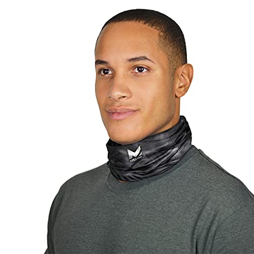 MISSION Cooling 12-in-1 Neck Gaiter, Pulse Triple Black - Lightweight & Durable - Cools Up to 2 Hours - UPF 50 Sun Protection - Machine Washable