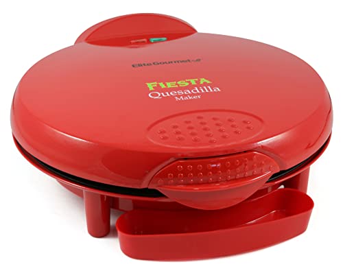 Elite Gourmet EQD-118 Electric Non-Stick Mexican Taco Tuesday 11' Quesadilla Maker, Easy-Slice 6-Wedge, Grilled Cheese, Red