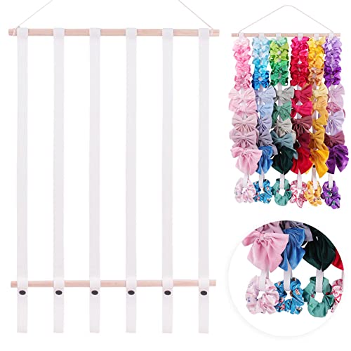 OAOLEER Hair Bow Holder Organizer for Girls Hair Bows,Hair Accessories Headband Organizer Bow Storage Hanger for Baby Girls Wall Hanging Decor for Toddler Girls (White)