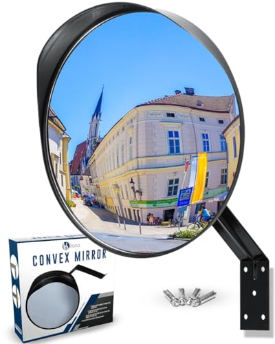 Kiloxa Safety Traffic Mirror, 12' Acrylic Mirror, Concave/Convex Mirror, Corner Blind Spot Mirror, Office Security Mirror Indoor,Outdoor Parabolic Mirror