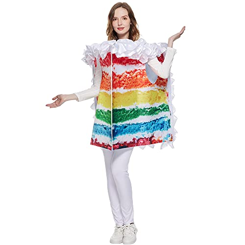 EraSpooky Women Rainbow Cake Costume Adult Halloween Food Party Fancy Dress