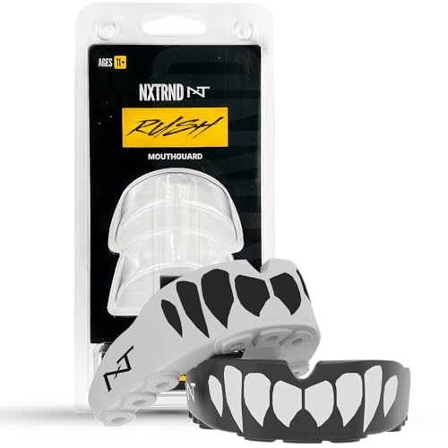 2 Pack Nxtrnd Rush Mouth Guard for Boxing and Other Sports (White & Black Fang)