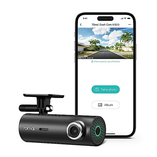 70mai Dash Cam M300, 1296P QHD, Built in WiFi Smart Dash Camera for Cars, 140° Wide-Angle FOV, WDR, Night Vision, iOS/Android Mobile App