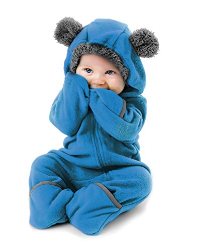 Fleece Baby Bunting Bodysuit – Infant One Piece Kids Hooded Romper Outerwear Toddler Jacket 18-24 Months