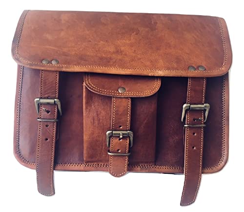 Genuine Goat Leather Messenger Satchel Motorcycle Tool Bag Brown Handlebar Sissy bar Travel bag Saddlebags Panniers