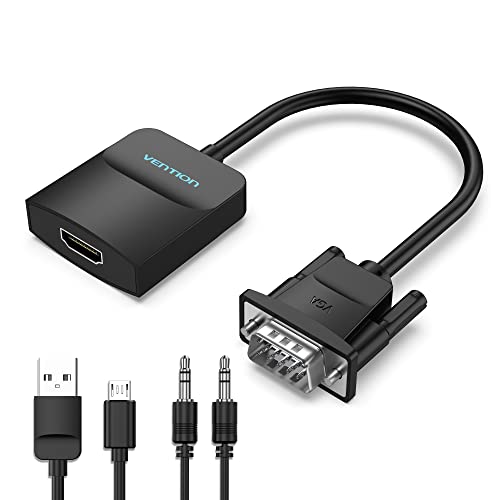 VENTION VGA to HDMI Adapter-1080P Video Dongle Adaptador VGA Converter with Audio Cable (0.5FT), Male to Female for PC,Monitor HDTV