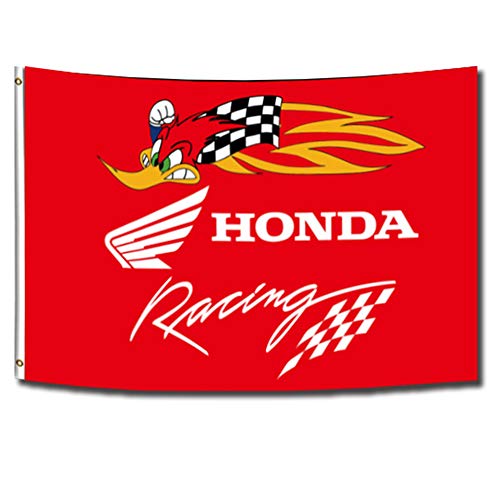 ENMOON Red Flag Swing Flag for Hon da Bird Racing Man Cave（3x5ft, Vivid Color 150D Polyester Banner with Brass Grommets (Red Bird)