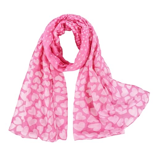 E-Clover Scarfs for Women Heart Scarf Valentine's Day Scarves Shawl Pink Loving Gifts Pink