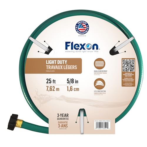 Flexon 5/8-Inch by 25-Foot Reinforced Garden Hose FR5825, 25ft, Green