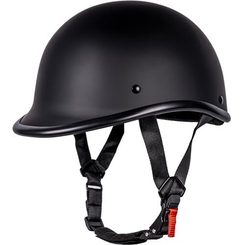 Yesmotor Motorcycle Helmet Half Shell Hawk Style Helmets Compact Lightweight Open Face for Motorcycle Street Bike Cruiser Moped - DOT Approved (Matte Black,M)