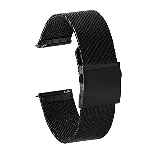 Carty Stainless Steel Mesh Watch Bands for Men,Thin Metal Mesh Watch Strap 20mm Quick Release Watch Band Black