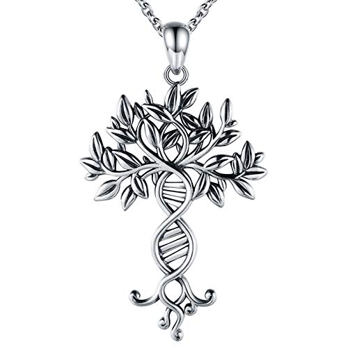 Tree of Life Infinity DNA Neckalce 925 Sterling Silver Double Helix Celtic Family Tree Pendant Jewlery Graduation Science Gift