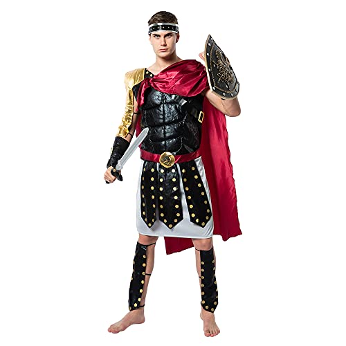 ReneeCho Men Roman Gladiator Solider Costume Halloween Adults Soldier Warrior Armor Spartan Costumes
