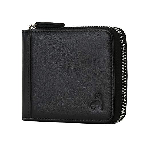 Slim Zipper Wallets For Men RFID Leather Mens Bifold Creidt Card Holder Zip Around Wallet With Coin Pocket