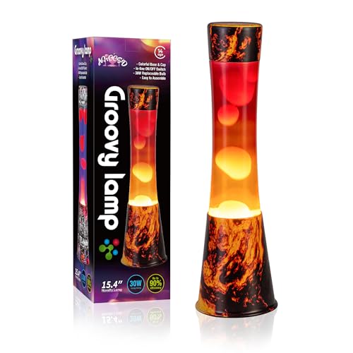 AHCCSD 16 Inch Volcano Beautiful Magma Lamp-Decal Base Colormax Volcanic with Yellow Wax in Orange Liquid Motion Lamps for Home Office Decor Great Gift Women and Girls Kids Adults.