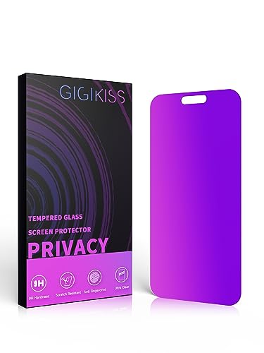 GIGIKISS Compatible for iPhone 15 Pro Max Privacy Screen Protector 6.7 Inch, Purple Gradient Anti Spy Anti Blue Light HD Screen Protector Tempered Glass Easy Installation