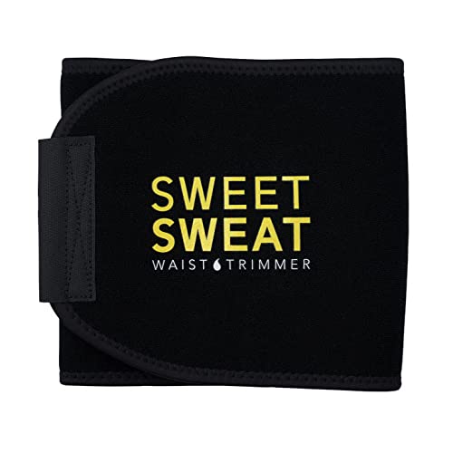 Sweet Sweat Waist Trimmer - Black/Yellow Logo | Premium Waist Trainer Belt for Men & Women (Large)