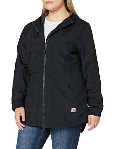 Carhartt Womens Rain Defender Relaxed Fit Coat Cotton Lightweight Jacket, Black, X-Large US