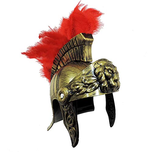 NOVELTY GIANT WWW.NOVELTYGIANT.COM Roman Trojan Warrior Spartan Soldier Plastic Costume Helmet w/Red Feather Crest