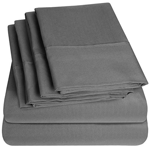 King Size Bed Sheets - 6 Piece 1500 Supreme Collection Fine Brushed Microfiber Deep Pocket King Sheet Set Bedding - 2 Extra Pillow Cases, Great Value, King, Gray